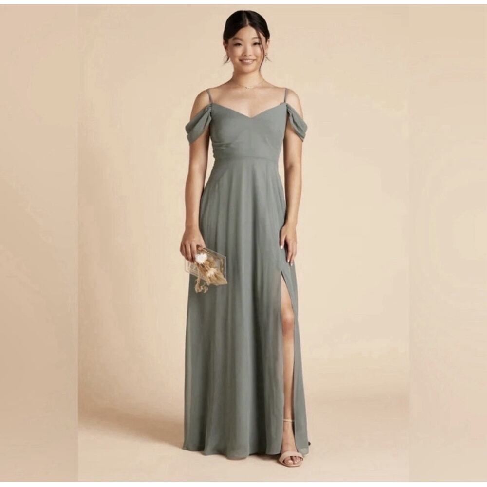 Birdy Grey Devin Convertible Slit Dress Chiffon Sea Glass Size XL Wedding New